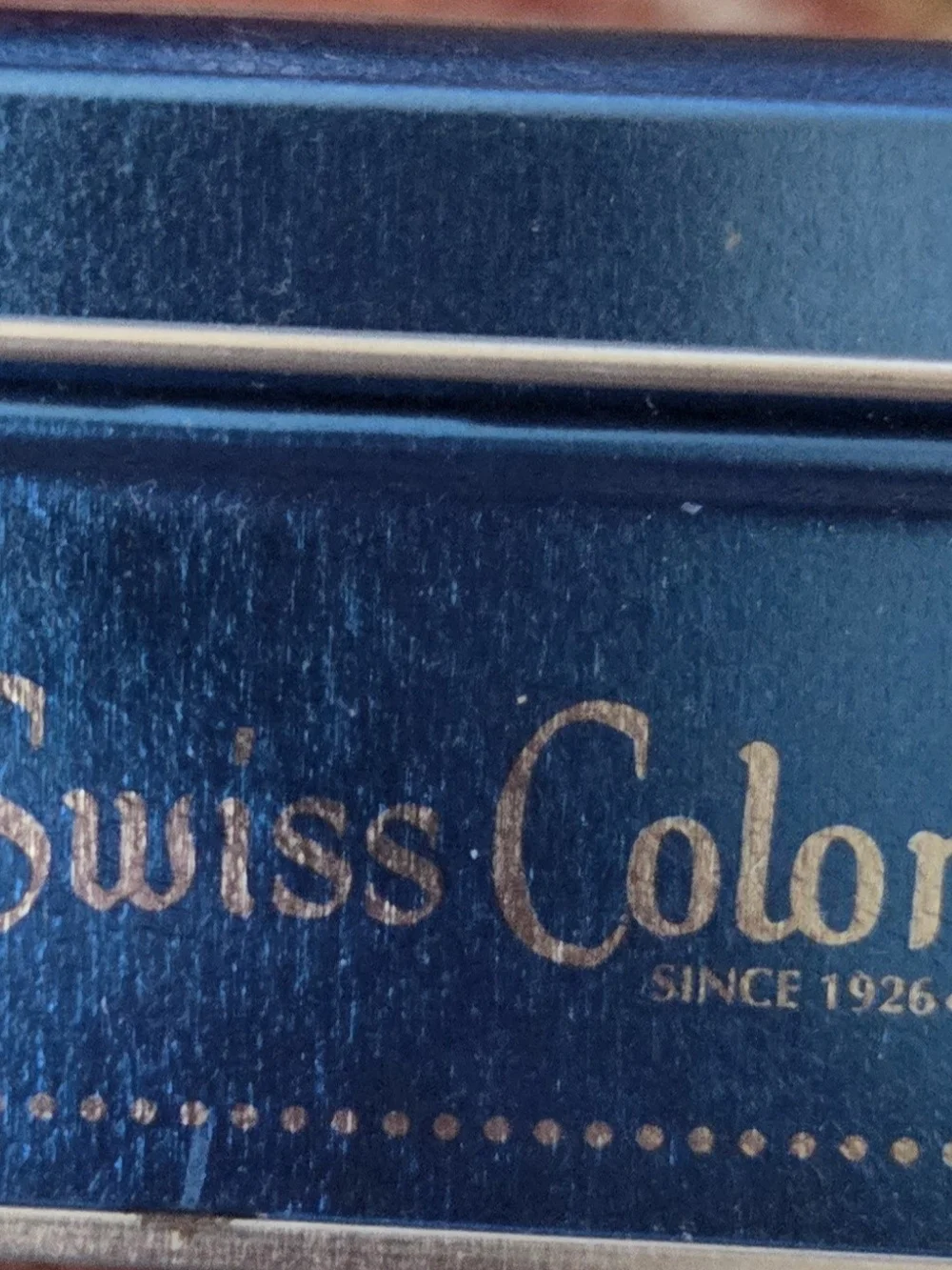 Vintage Swiss colony candy tin 8x6 inch